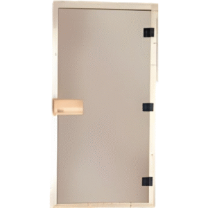 Ahşap sauna kapısı, cam kapı çerçevesi ve ahşap kapı kolu seti