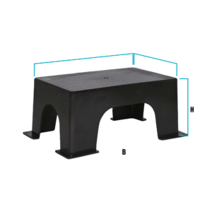 Tekli plastik pompa sehpası, siyah renkli, ölçüleri belirtilmiş şekilde