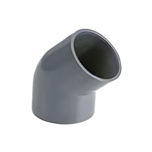 UH-PVC yapıştırma muflu 45 derece dirsek, gri plastik boru bağlantı parçası
