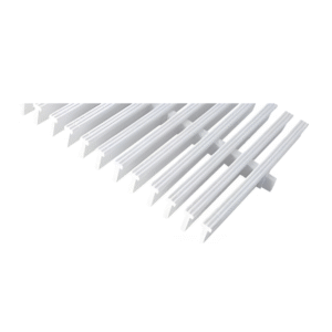 25 cm genişliğinde, T kesitli klasik desenli beyaz havuz ızgarası görseli.