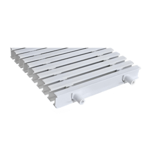 25 cm soft desen çift geçme T kesitli havuz taşma ızgarası beyaz