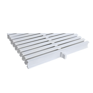 25 cm genişliğinde soft desenli tek geçme beyaz havuz ızgarası, üstten görünüm