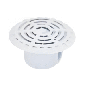 Yuvarlak beyaz PVC havuz dip süzgeci, 50 mm yapıştırmalı alt ve yan çıkışlı