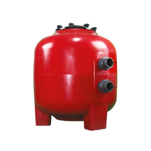 Plastik kum filtresi – 620 mm çaplı, yandan vanalı kırmızı profesyonel havuz filtresi