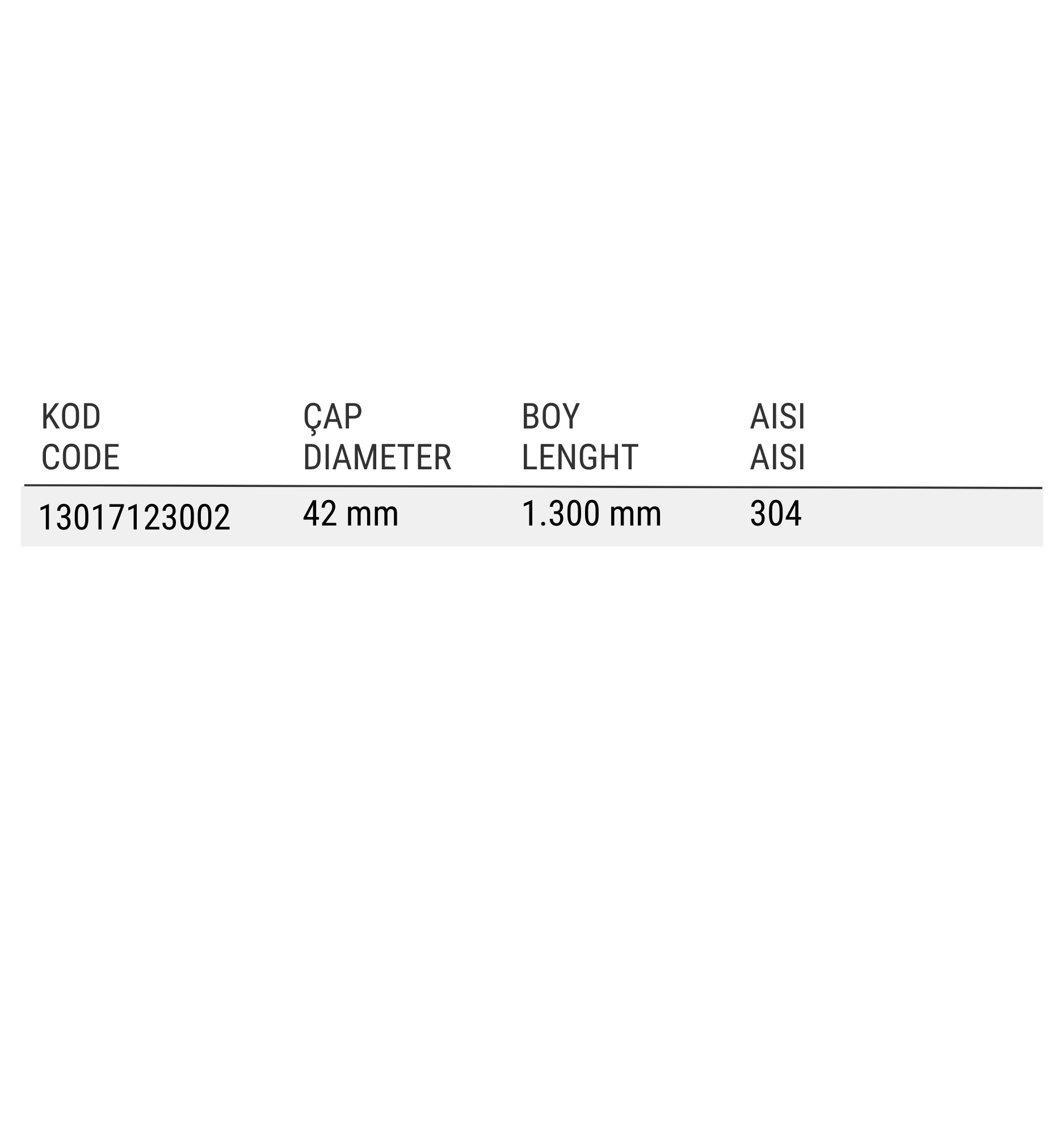 Paslanmaz Çelik Tutamak, Betonarme Basamaklar İçin, Ø42 mm Çap, 1300 mm Boy - Görsel 3