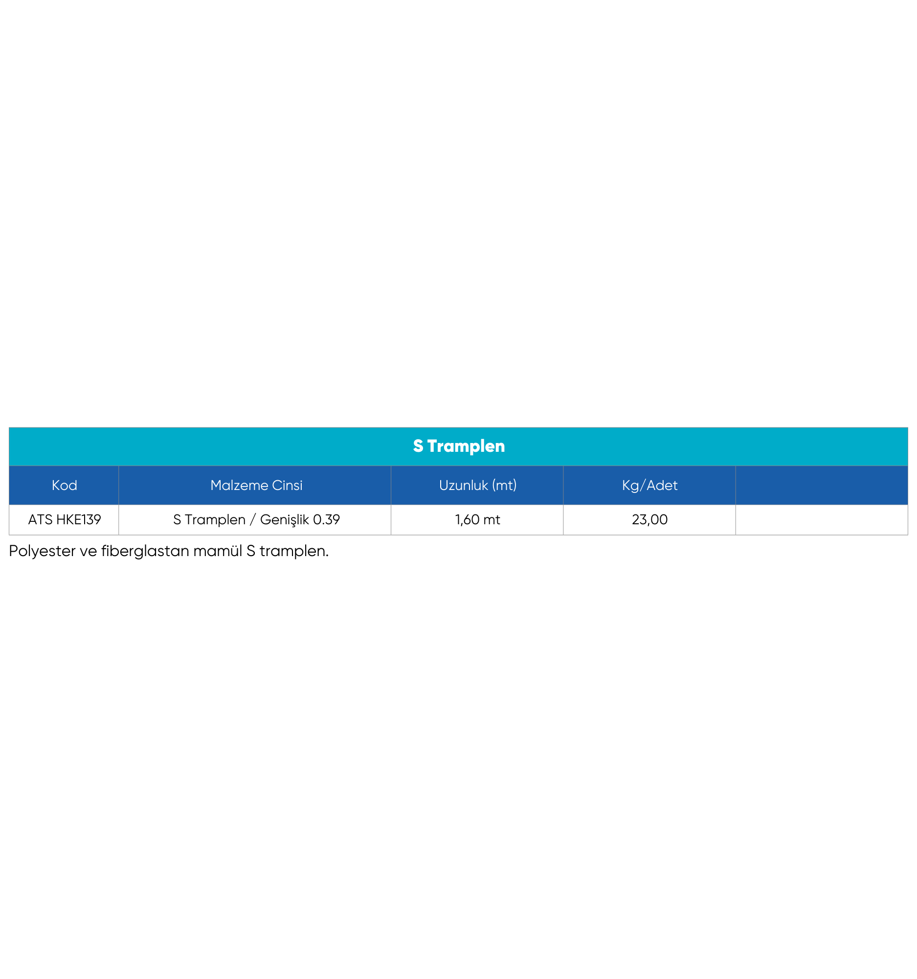 S Trampolin 1.60 m – Polyester ve Fiberglas Malzemeli - Görsel 3