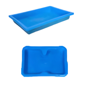 Mavi plastik ayak dezenfeksiyon tekneleri, üç farklı boyutta, dikdörtgen tasarım
