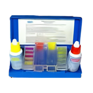 Mavi kutulu 2’li sıvı pH ve klor test kiti, iki damlalıklı solüsyonla birlikte