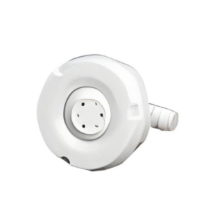 WF 0054 model beyaz spa jet nozulu, çok delikli su çıkışı ve arka bağlantı bölümüyle