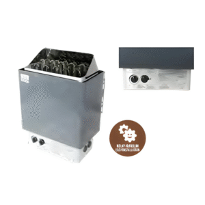 Paslanmaz gövdeli geniş taş hazneli elektrikli sauna sobası, üst kontrol düğmeli model