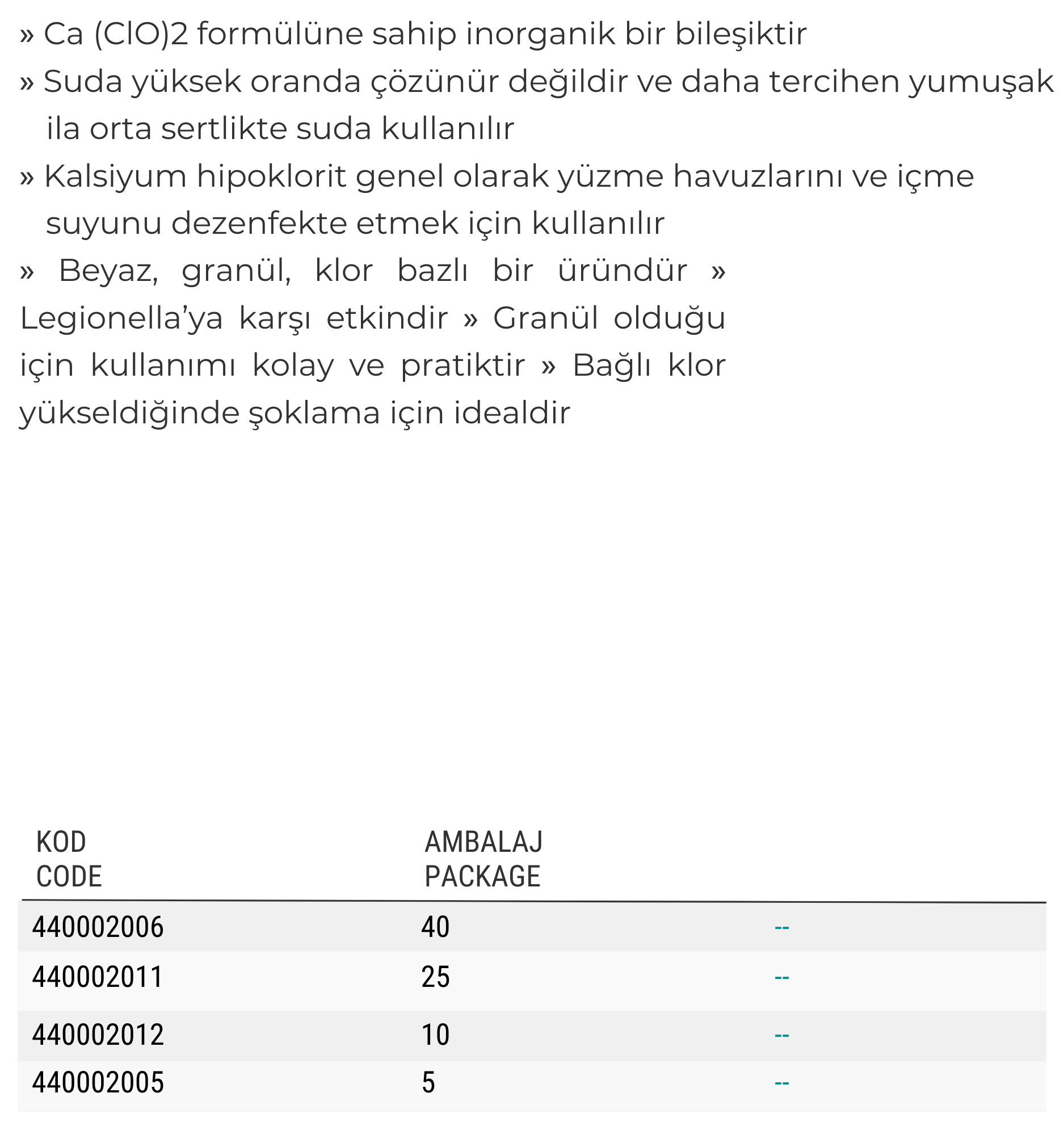 Ch 70 Kalsiyum Hipoklorid - Görsel 2
